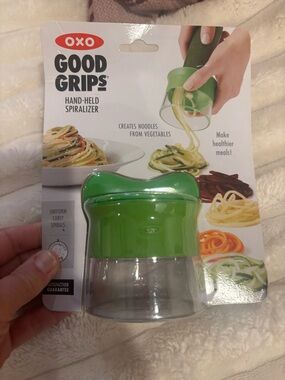 OXO White and Clear Hand-Held Spiralizer Top View